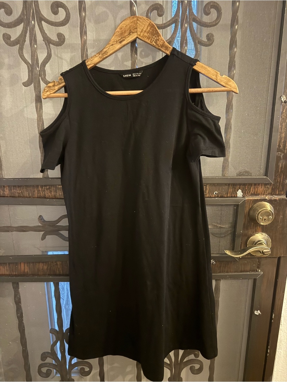 SHEIN Black Cold-Shoulder A-Line Mini Dress